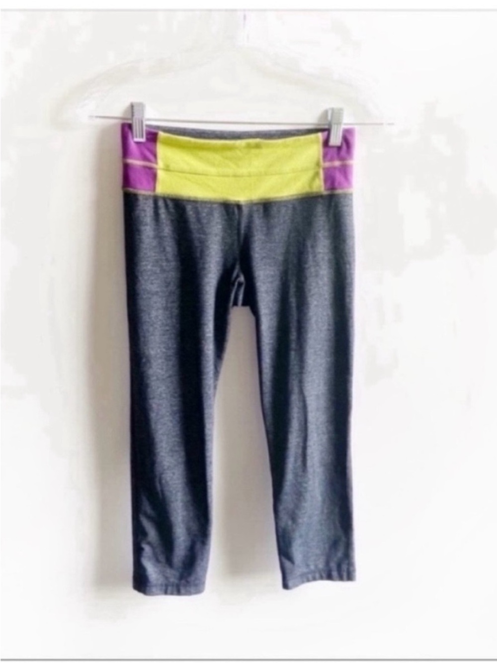 Lululemon leggings gray marled crop colorblock